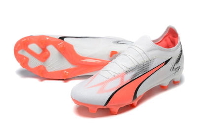 Men's Puma Ultra Ultimate FG Firm Ground Low-Tops Football Boots - White/Pink/Black
