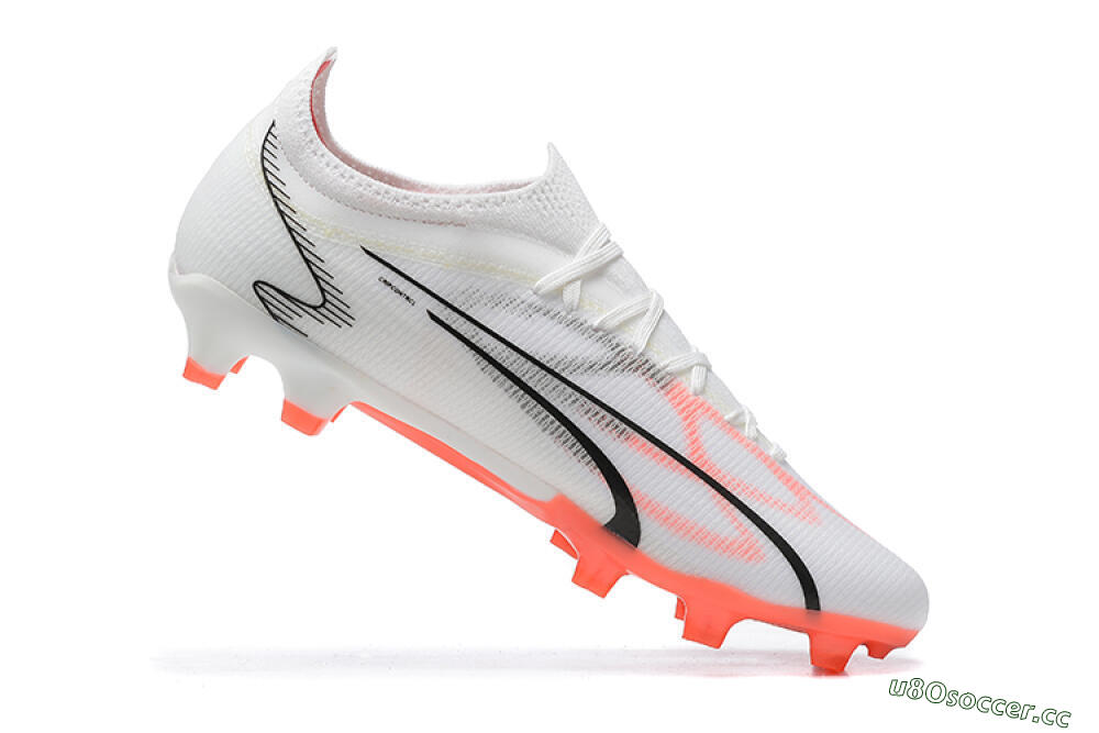 Men's Puma Ultra Ultimate FG Firm Ground Low-Tops Football Boots - White/Pink/Black 7