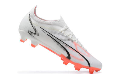 Men's Puma Ultra Ultimate FG Firm Ground Low-Tops Football Boots - White/Pink/Black