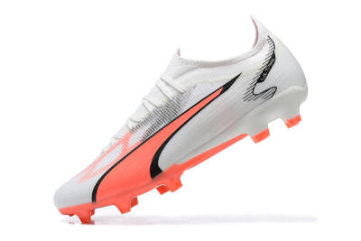 Men's Puma Ultra Ultimate FG Firm Ground Low-Tops Football Boots - White/Pink/Black