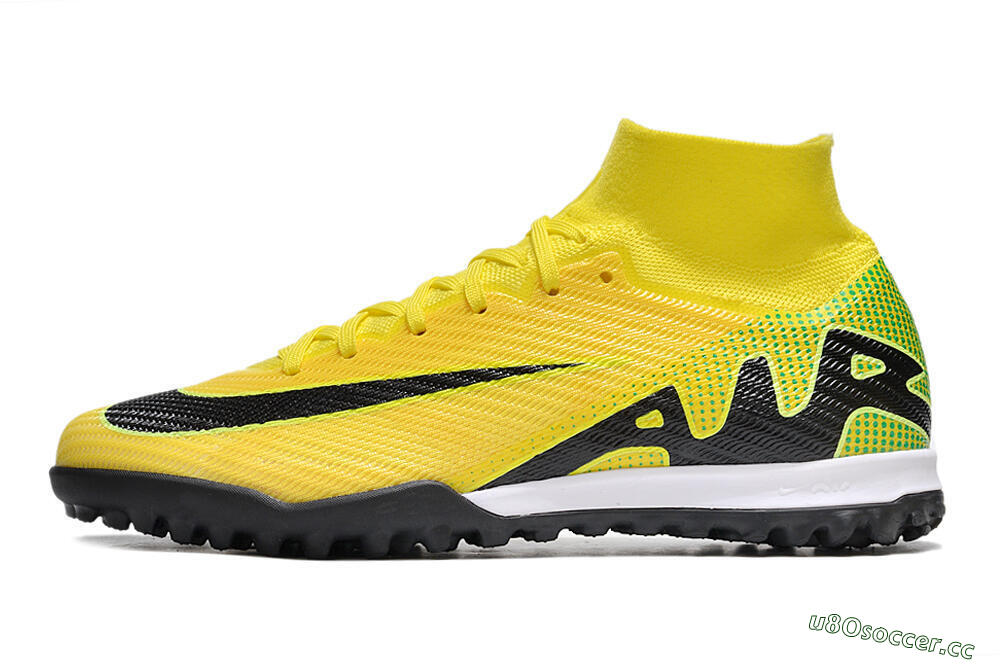 Unisex Nike Air Zoom Mercurial Superfly 9 Elite TF Artificial Turf High-Tops Football Shoes - Yellow/Black/White 0