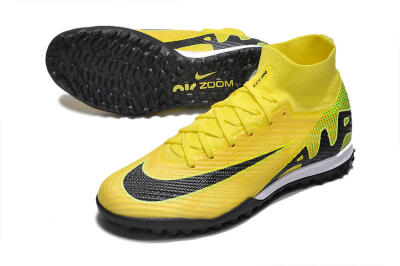 Unisex Nike Air Zoom Mercurial Superfly 9 Elite TF Artificial Turf High-Tops Football Shoes - Yellow/Black/White