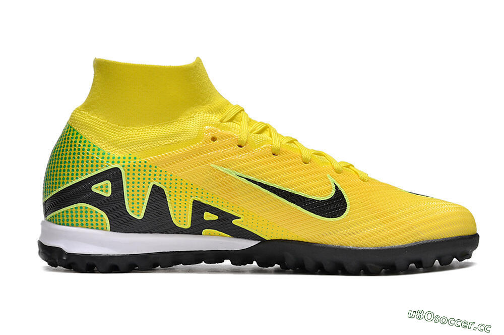 Unisex Nike Air Zoom Mercurial Superfly 9 Elite TF Artificial Turf High-Tops Football Shoes - Yellow/Black/White 5