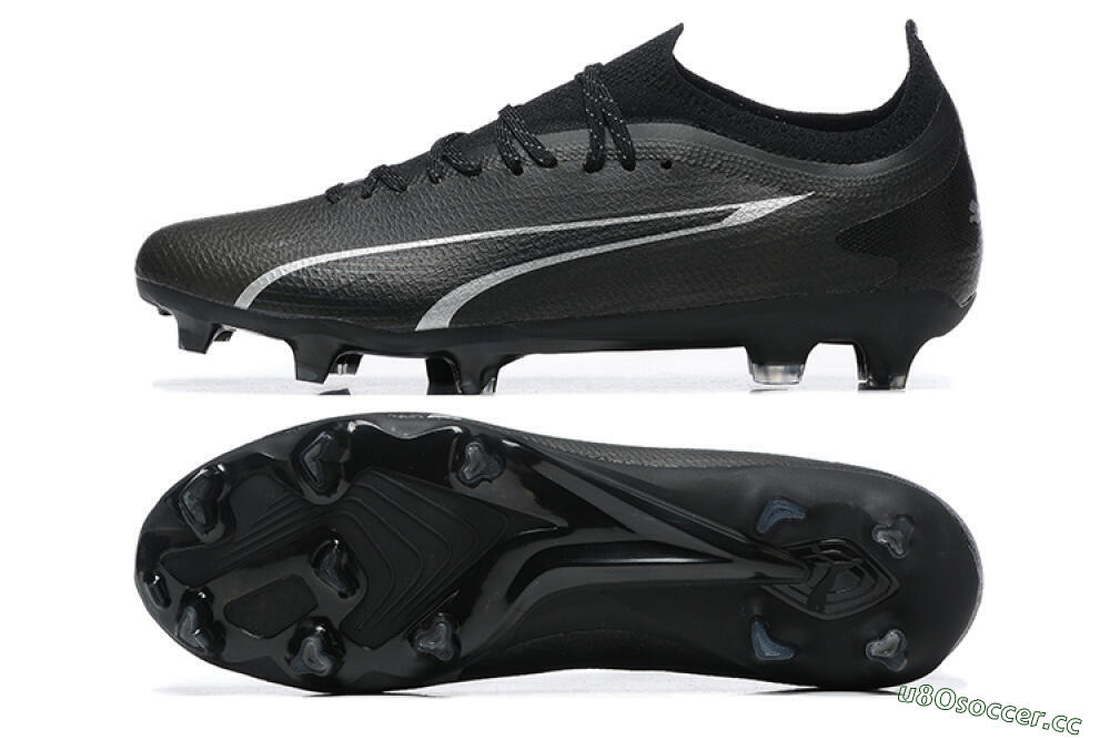 Men's Puma Ultra Ultimate FG Firm Ground Low-Tops Football Boots - Black/Silver 1