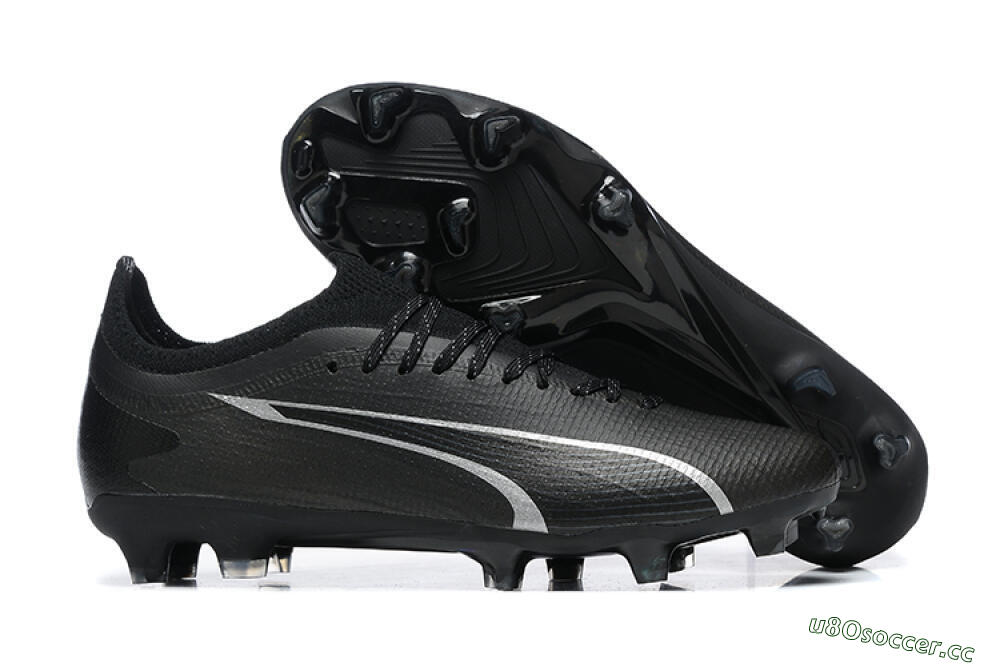 Men's Puma Ultra Ultimate FG Firm Ground Low-Tops Football Boots - Black/Silver 2