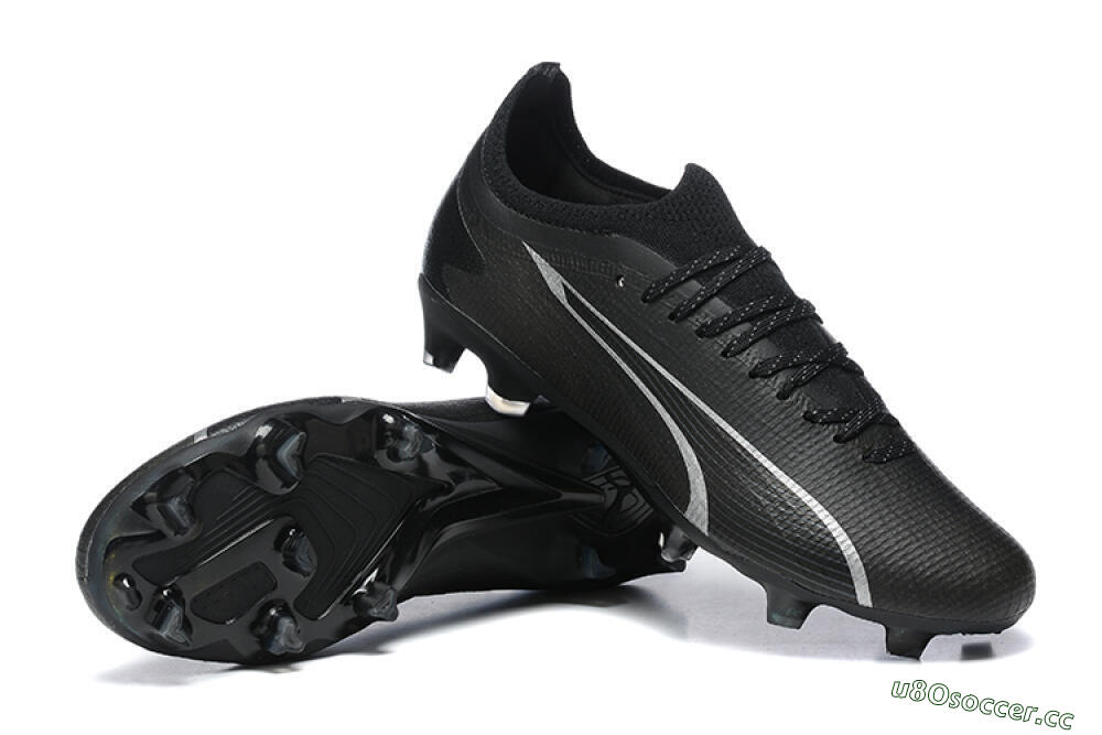 Men's Puma Ultra Ultimate FG Firm Ground Low-Tops Football Boots - Black/Silver 4