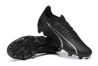 Men's Puma Ultra Ultimate FG Firm Ground Low-Tops Football Boots - Black/Silver