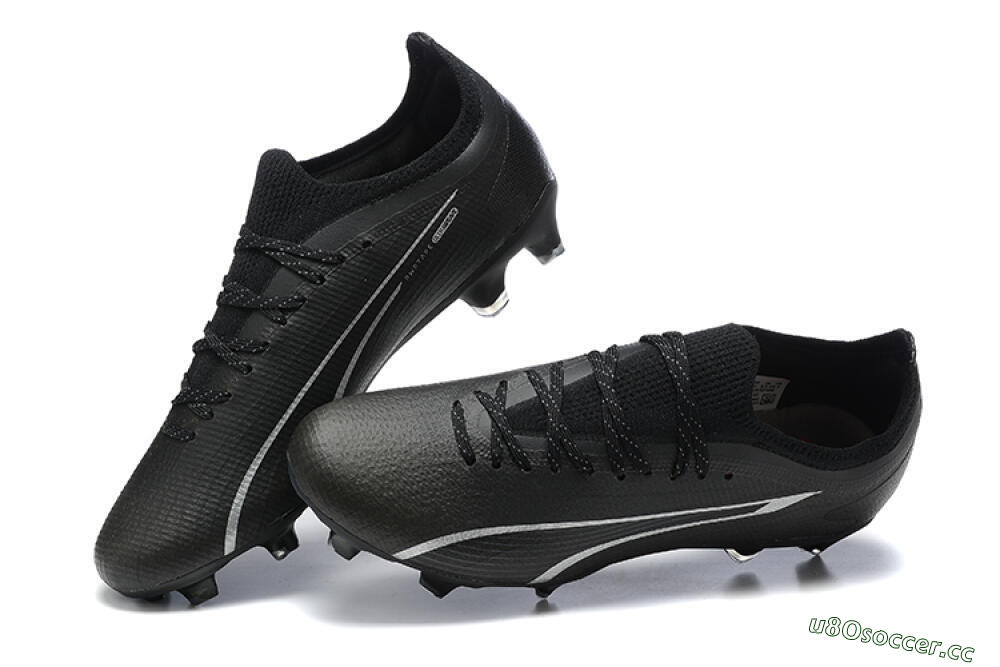 Men's Puma Ultra Ultimate FG Firm Ground Low-Tops Football Boots - Black/Silver 6