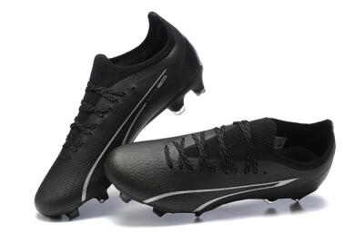 Men's Puma Ultra Ultimate FG Firm Ground Low-Tops Football Boots - Black/Silver