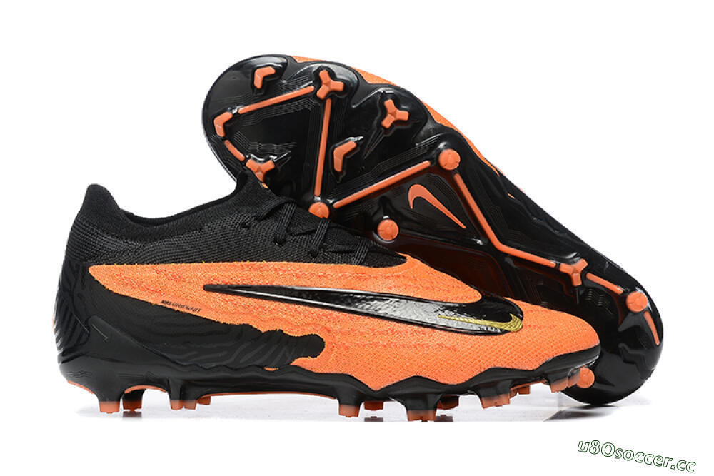 Men's Nike Phantom GX Elite FG Firm Ground Low-Tops Football Boots - Orange/Black/Gold 2