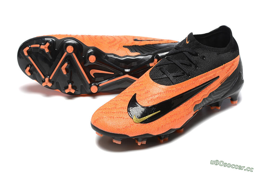 Men's Nike Phantom GX Elite FG Firm Ground Low-Tops Football Boots - Orange/Black/Gold 3