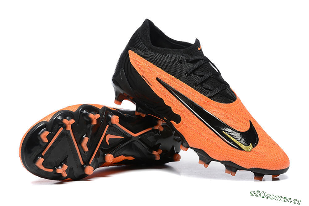Men's Nike Phantom GX Elite FG Firm Ground Low-Tops Football Boots - Orange/Black/Gold 4