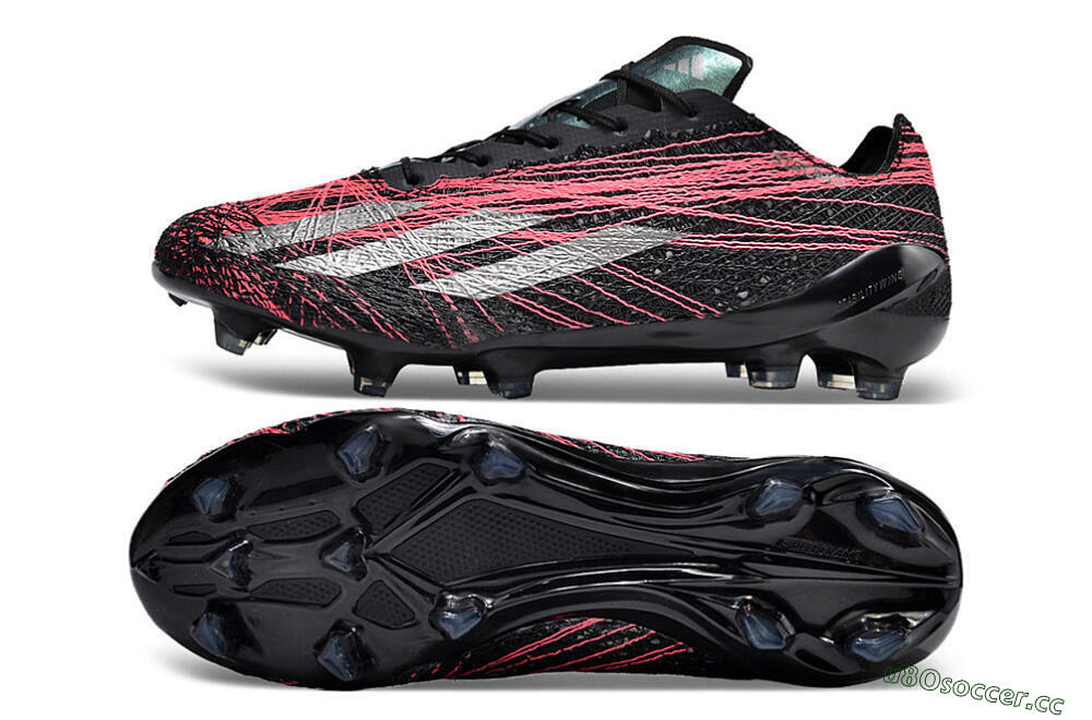 Men's Adidas X Crazyfast Strung+ FG Firm Ground Low-Tops Football Boots - Black/Silver/Pink 1