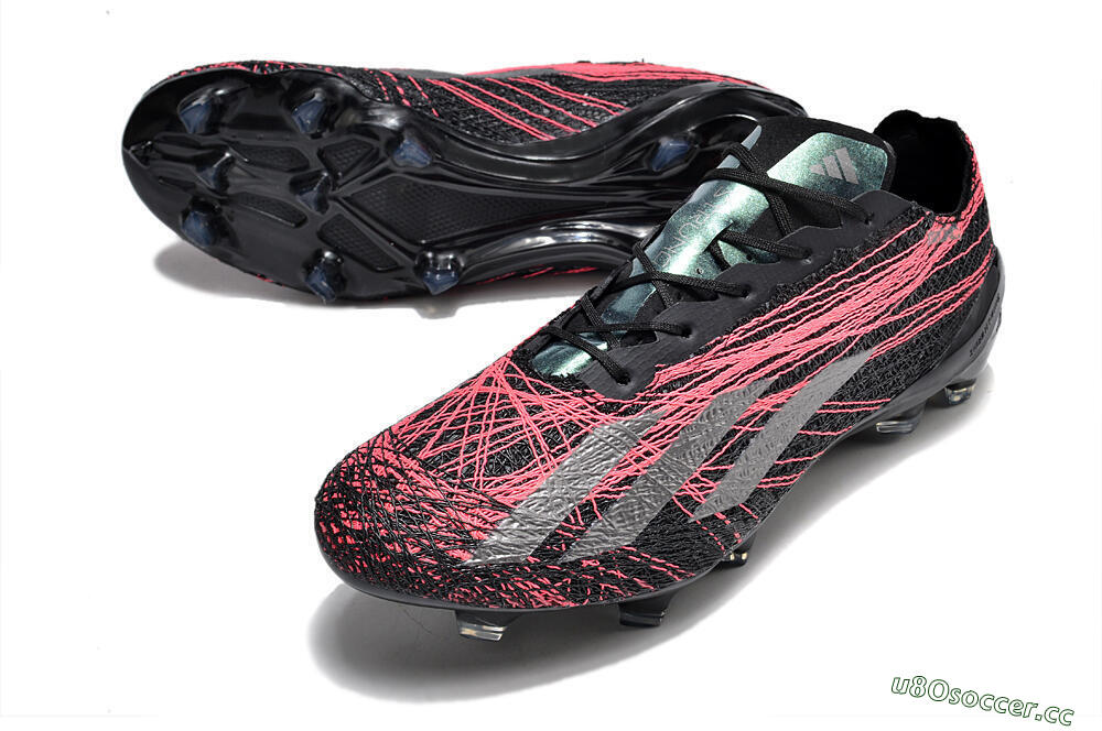 Men's Adidas X Crazyfast Strung+ FG Firm Ground Low-Tops Football Boots - Black/Silver/Pink 3