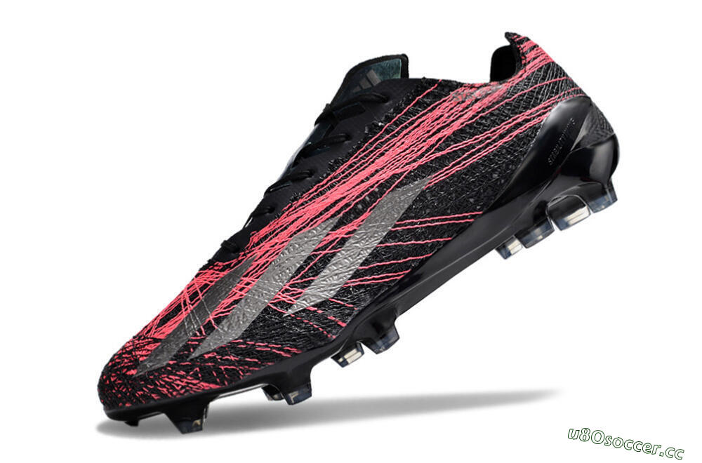 Men's Adidas X Crazyfast Strung+ FG Firm Ground Low-Tops Football Boots - Black/Silver/Pink 5