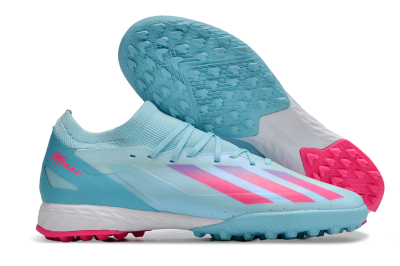 Men's Adidas X Crazyfast.3 TF Artificial Turf Low-Tops Football Shoes - Flash Aqua/Lucid Pink/Lucid Cyan