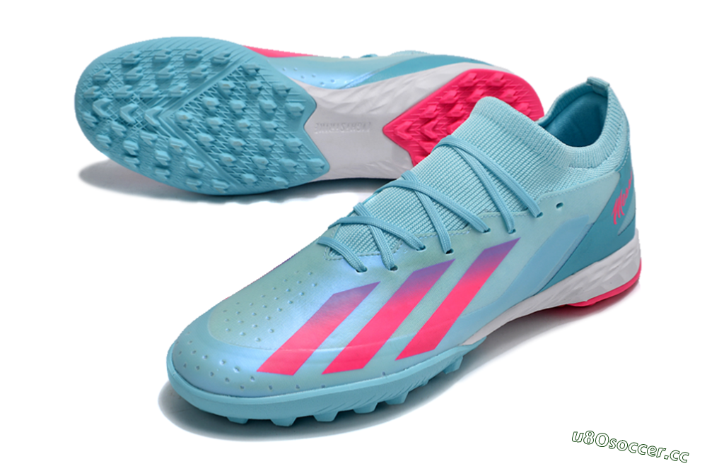 Men's Adidas X Crazyfast.3 TF Artificial Turf Low-Tops Football Shoes - Flash Aqua/Lucid Pink/Lucid Cyan 3