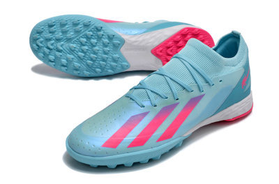 Men's Adidas X Crazyfast.3 TF Artificial Turf Low-Tops Football Shoes - Flash Aqua/Lucid Pink/Lucid Cyan
