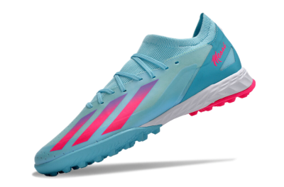 Men's Adidas X Crazyfast.3 TF Artificial Turf Low-Tops Football Shoes - Flash Aqua/Lucid Pink/Lucid Cyan