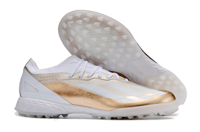 Men's Adidas X Crazyfast.1 TF Artificial Turf Low-Tops Football Shoes - Gold/White