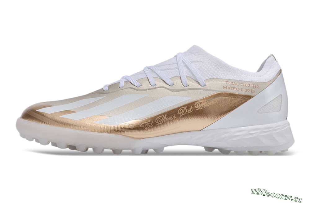 Men's Adidas X Crazyfast.1 TF Artificial Turf Low-Tops Football Shoes - Gold/White 0