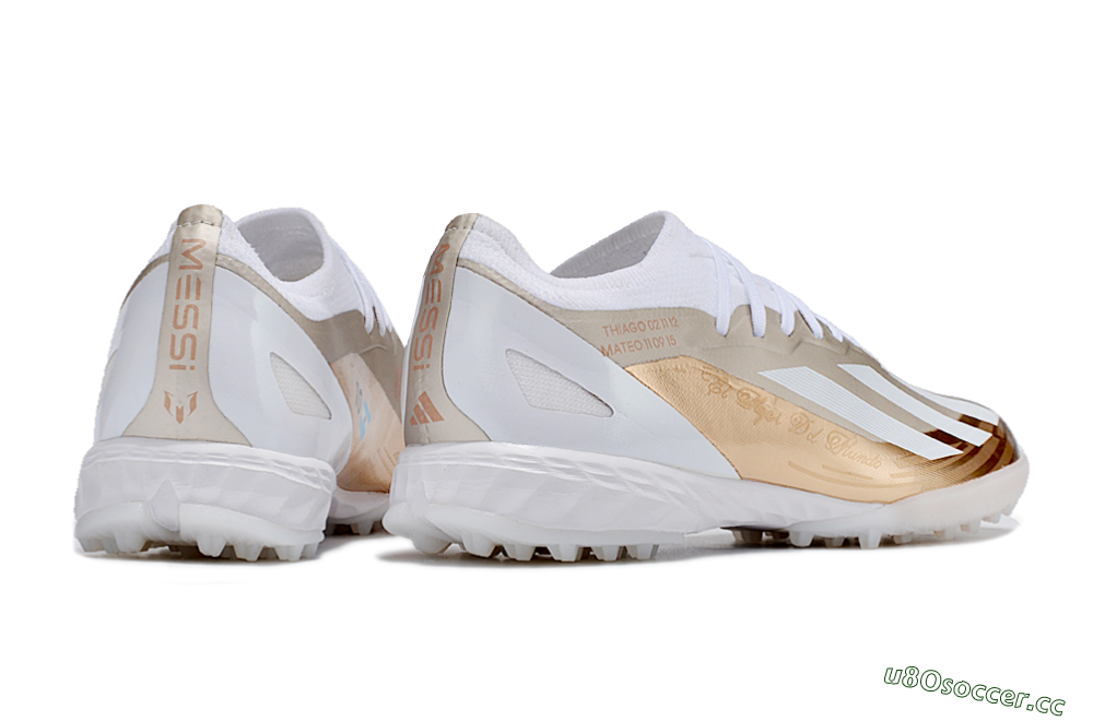 Men's Adidas X Crazyfast.1 TF Artificial Turf Low-Tops Football Shoes - Gold/White 6