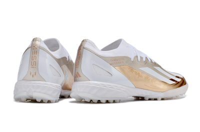 Men's Adidas X Crazyfast.1 TF Artificial Turf Low-Tops Football Shoes - Gold/White