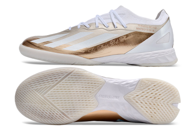 Men's Adidas X Crazyfast.1 IC Indoor & Futsal Low-Tops Football Shoes - Gold/White