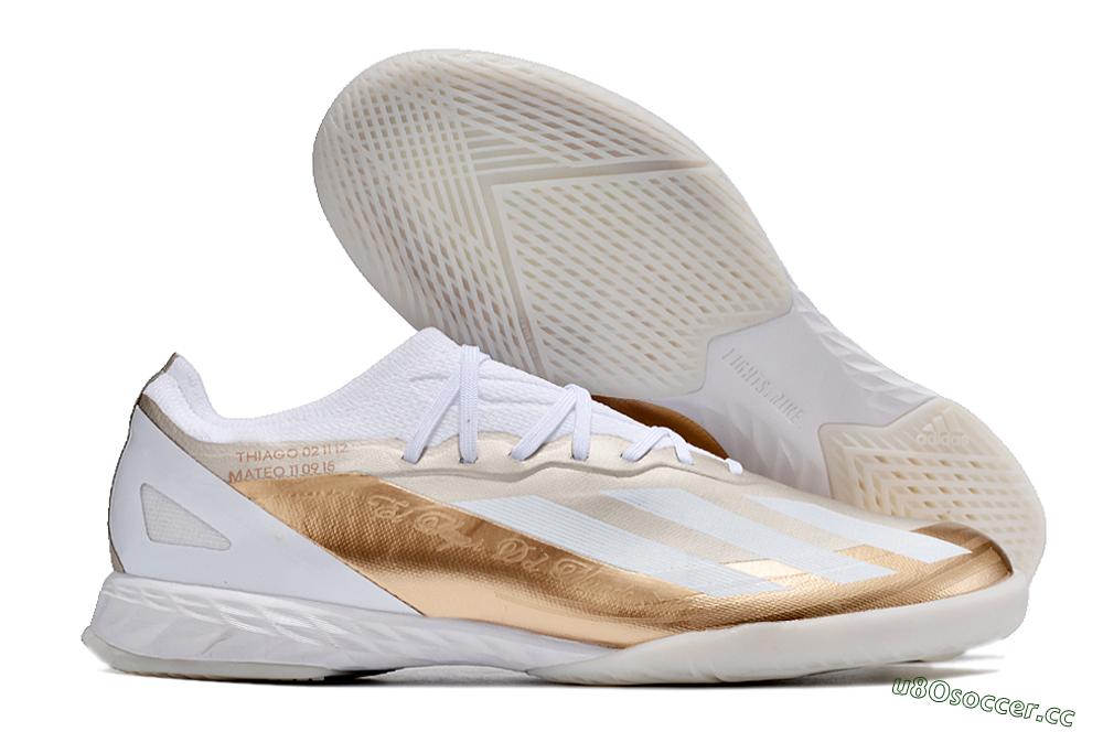 Men's Adidas X Crazyfast.1 IC Indoor & Futsal Low-Tops Football Shoes - Gold/White 2