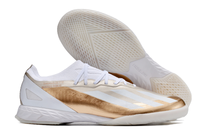 Men's Adidas X Crazyfast.1 IC Indoor & Futsal Low-Tops Football Shoes - Gold/White