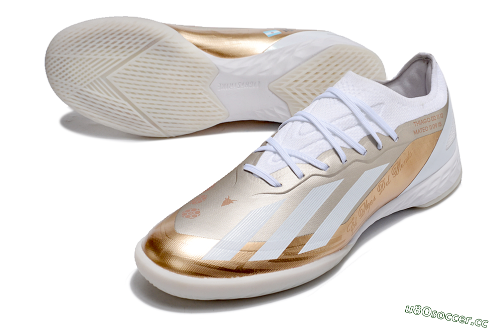 Men's Adidas X Crazyfast.1 IC Indoor & Futsal Low-Tops Football Shoes - Gold/White 3