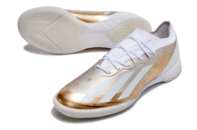 Men's Adidas X Crazyfast.1 IC Indoor & Futsal Low-Tops Football Shoes - Gold/White