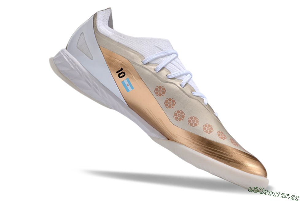 Men's Adidas X Crazyfast.1 IC Indoor & Futsal Low-Tops Football Shoes - Gold/White 4