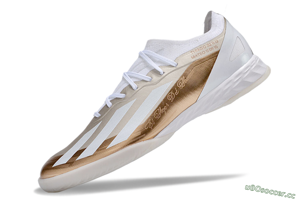 Men's Adidas X Crazyfast.1 IC Indoor & Futsal Low-Tops Football Shoes - Gold/White 5