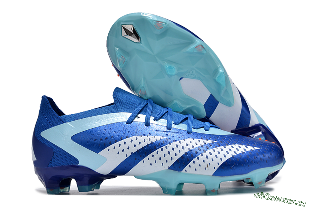 Men's Adidas Predator Accuracy Paul Pogba.1 FG Firm Ground Low-Tops Football Boots - Blue/White/Jade 2