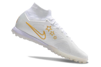 Men's Nike Air Zoom Mercurial Superfly 9 Elite TF Artificial Turf High-Tops Football Shoes - White/Gold/Blue