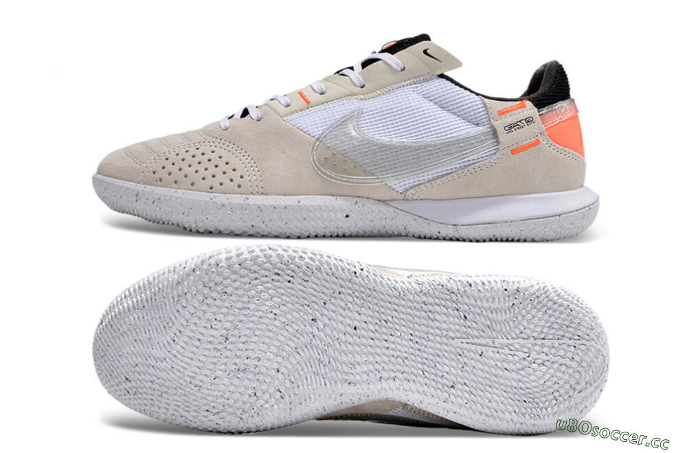 Men's Nike Street Gato IC Indoor & Futsal Low-Tops Football Shoes - Brown/White/Orange 1