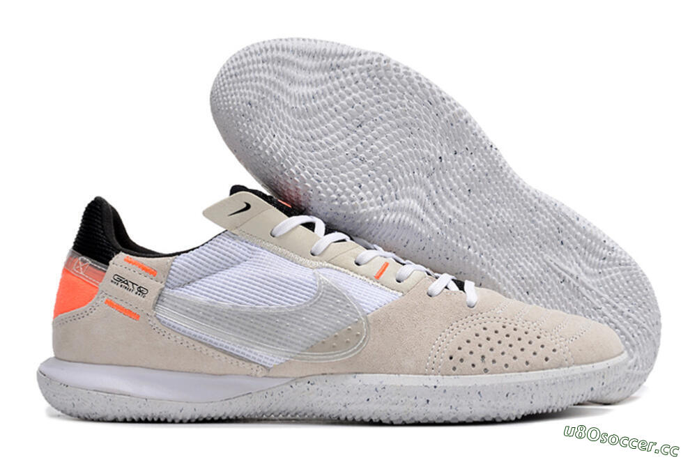 Men's Nike Street Gato IC Indoor & Futsal Low-Tops Football Shoes - Brown/White/Orange 2