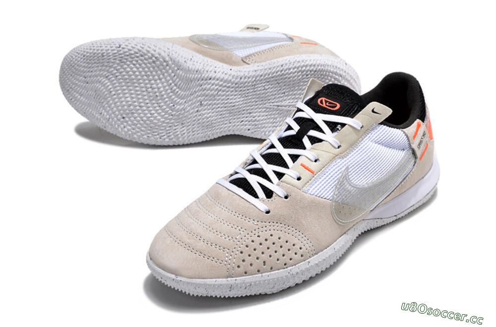 Men's Nike Street Gato IC Indoor & Futsal Low-Tops Football Shoes - Brown/White/Orange 3