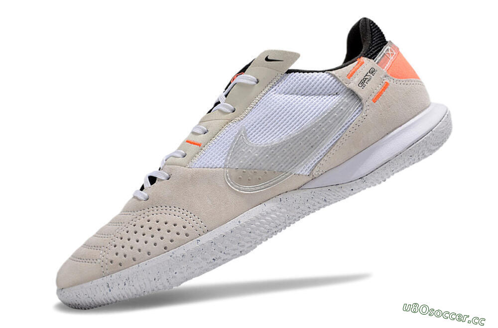 Men's Nike Street Gato IC Indoor & Futsal Low-Tops Football Shoes - Brown/White/Orange 5