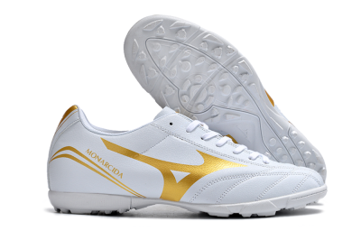 Men's Mizuno Monarcida Neo Ckassic TF Artificial Turf Low-Tops Football Shoes - White/Gold