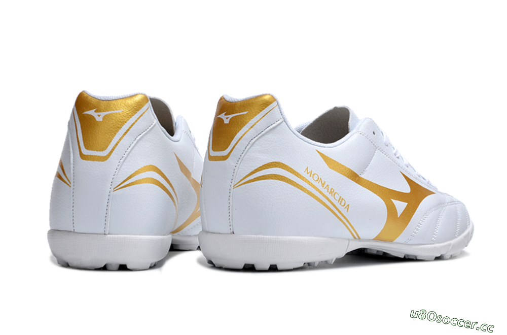 Men's Mizuno Monarcida Neo Ckassic TF Artificial Turf Low-Tops Football Shoes - White/Gold 4