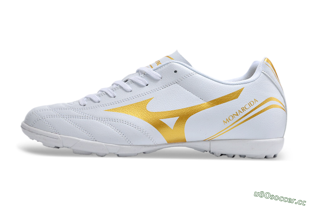 Men's Mizuno Monarcida Neo Ckassic TF Artificial Turf Low-Tops Football Shoes - White/Gold 0