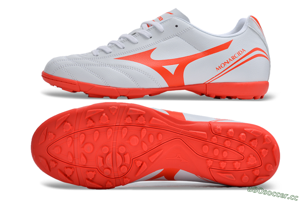 Men's Mizuno Monarcida Neo Ckassic TF Artificial Turf Low-Tops Football Shoes - White/Red 1