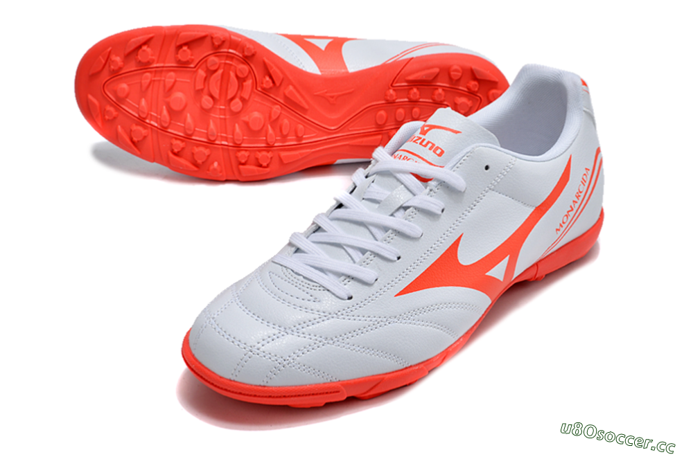 Men's Mizuno Monarcida Neo Ckassic TF Artificial Turf Low-Tops Football Shoes - White/Red 3