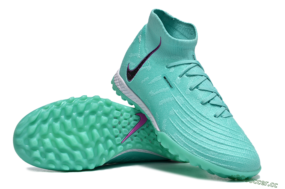 Unisex Nike Phantom Luna 2 Elite LV8 TF Artificial Turf High-Tops Football Shoes - Jade/Black/Purple 3