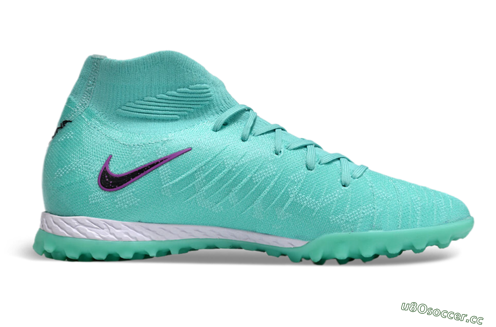 Unisex Nike Phantom Luna 2 Elite LV8 TF Artificial Turf High-Tops Football Shoes - Jade/Black/Purple 7