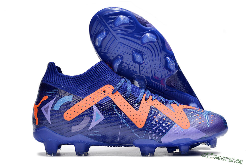Men's Puma Future Ultimate FG Firm Ground Low-Tops Football Boots - Blue/Orange 2