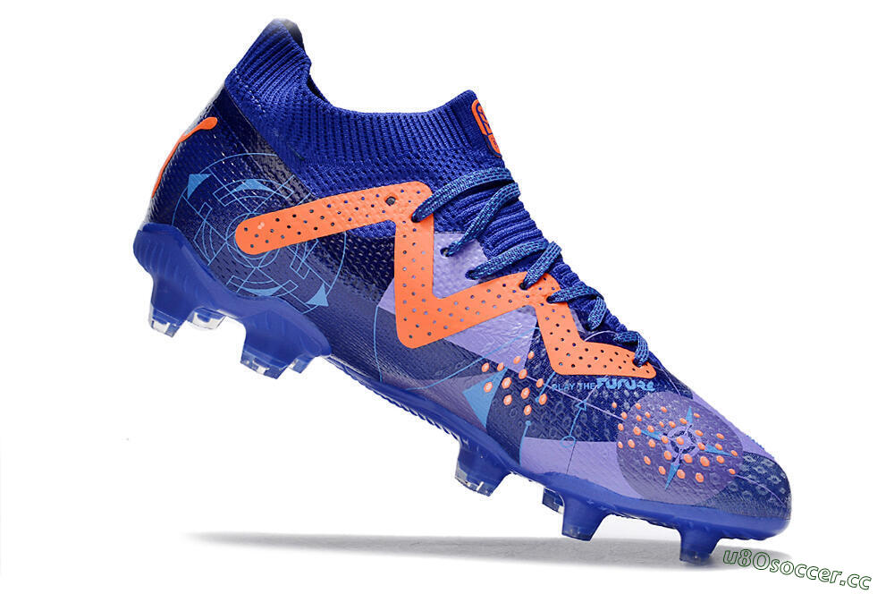 Men's Puma Future Ultimate FG Firm Ground Low-Tops Football Boots - Blue/Orange 4