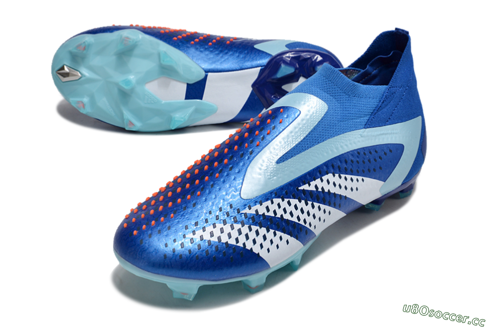 Men's Adidas Predator Accuracy+ FG Firm Ground High-Tops Football Boots - Blue/White/Orange 3